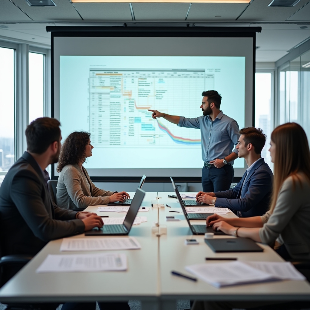 Workshop de planificare resurse cu diagrame și tabele de proiect