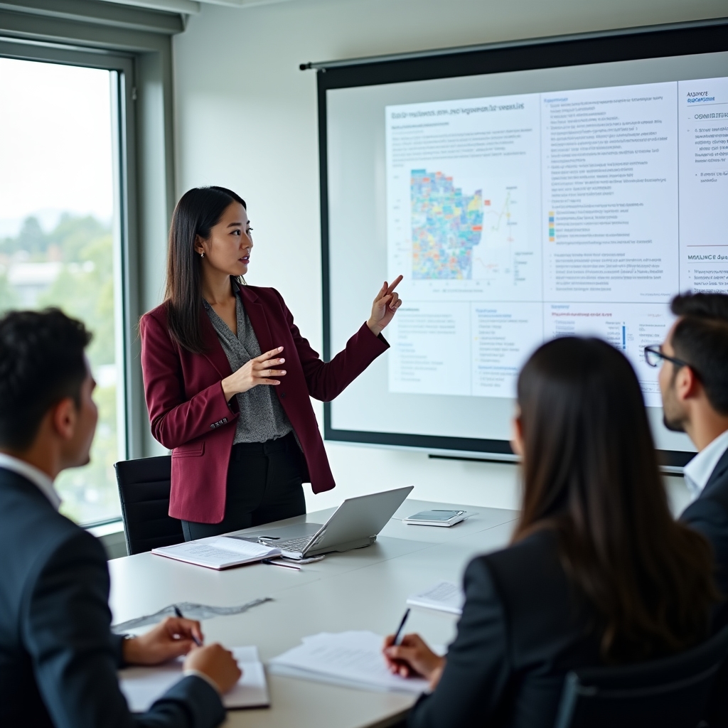 Prezentare raport de stakeholders într-o sală de conferințe modernă